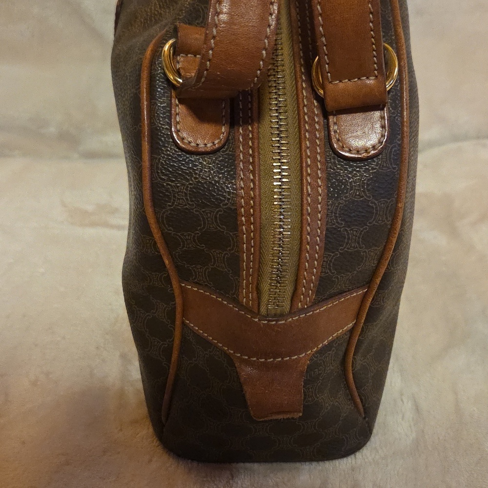 Celine Dark Brown Patterned Satchel - Picture 5 of 12